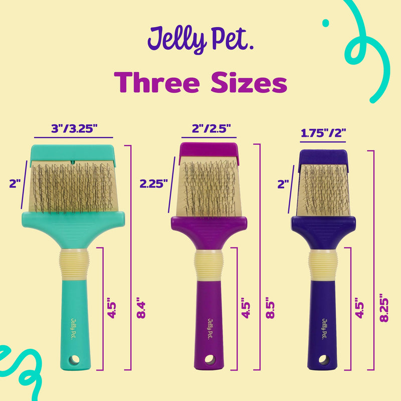 Jelly Pet Double Sided Dog Slicker Brush, Longer Pins, Flexible Head, Fine/Coarse Sides, Removes Unwanted Tangles, Small, Purple - PawsPlanet Australia