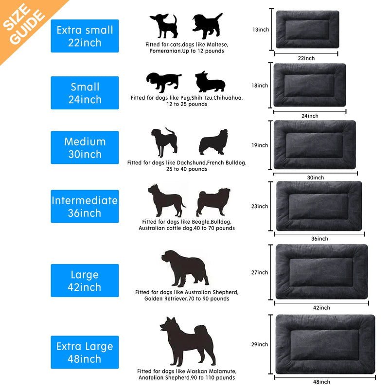 Dog Beds Crate Pad for Medium Dogs Fit Dog Crates,Washable & Anti-Slip Kennel Pad for Dogs Cozy Sleeping Mat,Dark Gray 30inch 30.0"L x 19.0"W x 1.0"Th dark gray - PawsPlanet Australia