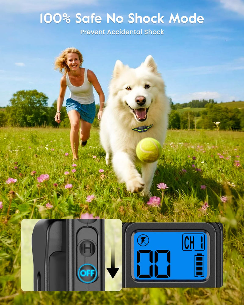 Dog Training Collar with 7 Training Modes, 4200Ft Remote Electronic Dog Shock Collar, Electric Shock Collar for Small Medium Large Dogs (Green) Green - PawsPlanet Australia