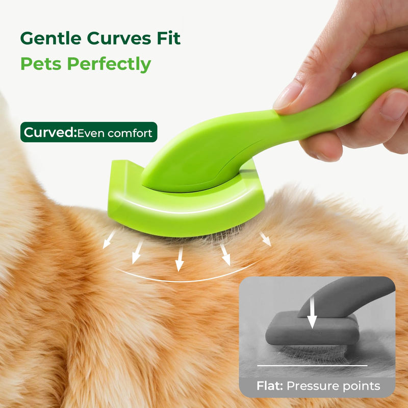 pecute Slicker Dog Brushes for Grooming, Dog Brush for Cockapoo, Cavapoo, Ergonomic Cat Grooming Brush with 15mm Rounded Pins to Detangle Knots, Remove Loose Hair, Soft Pad for Sensitive Pet Skin, S Small