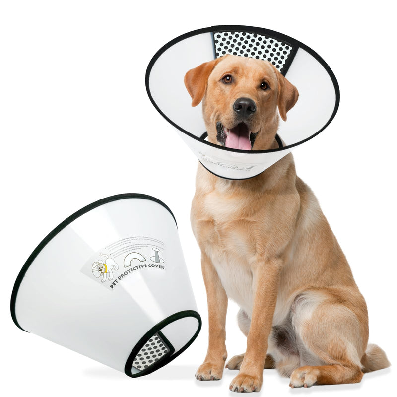 Dog Cone Collar for Surgery Recovery, Adjustable Soft Elizabethan Collar, Anti-Lick Protective Neck E-Collar for Dogs L X
