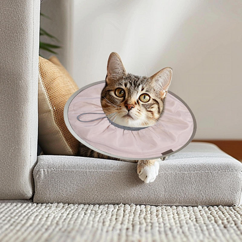 Soft cat cone, dog recovery collar, adjustable recovery collar for cats | Adjustable cat collar to prevent wound licking, lightweight cat cone collar, soft, light pink, size M