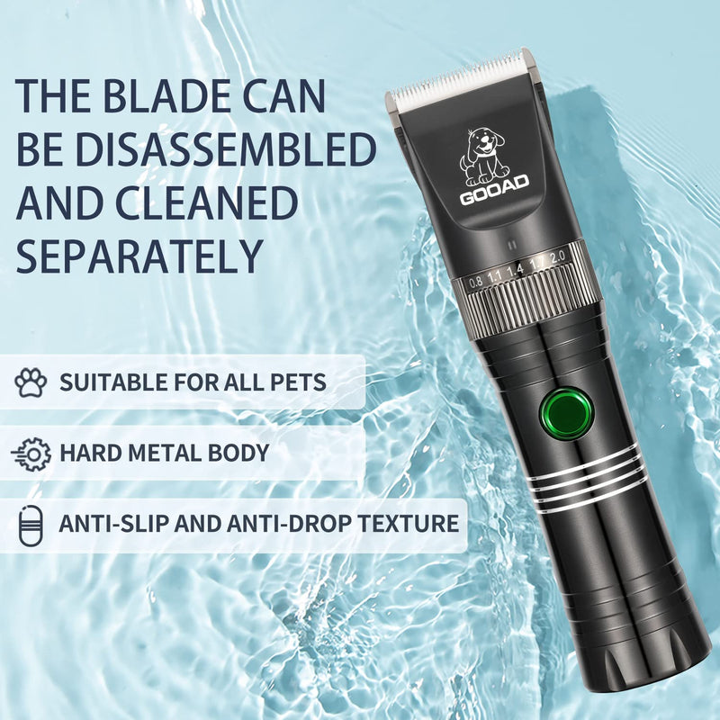 Dog Clippers for Grooming, Cordless,Low Noise, Electric Quiet,Rechargeable, Dog Trimmer Grooming Kit, Pet Hair Clippers for Thick Coats, Shaver Clippers for Small and Large Dogs Cats,Black Black - PawsPlanet Australia