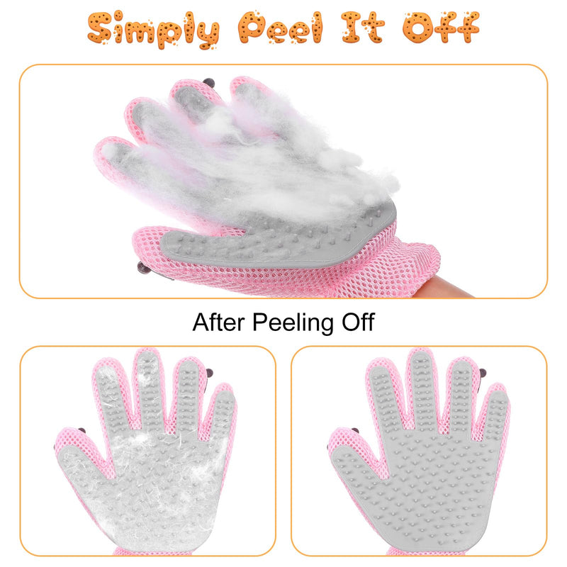 2 in 1 Pet Grooming Glove for Cats & Dogs, Efficient Deshedding Brush Pet Long Short Fur Removal Glove, Gentle Massaging Puppy Kitten Bathing Grooming Brush Tool, Easy Clean Floating Hair Mitt Pink - PawsPlanet Australia