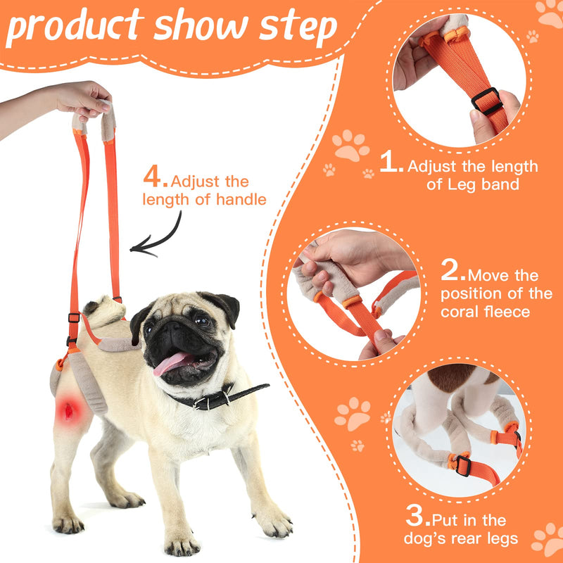 Mixweer 2 Pcs Dog Support Harness for Back Legs Dog Rear Lifting Sling Aid with Handle and Shoulder Strap Hind Leg Support for Pet Mobility Helps Puppy with Poor Stability Joint Injuries(Orange) Orange