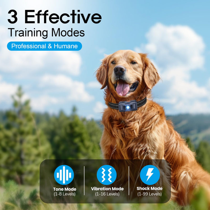 Dog Training Collar, 1400 Yards Remote with Full Color LCD Display, 3 Effective Training Modes with Tricolor LED Dog Locator Light, Waterproof E-Collar, Fits 8-150 lbs Dogs - PawsPlanet Australia