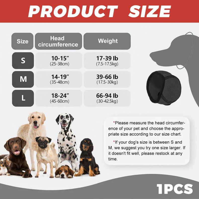 Dog Ear Protectors,Waterproof Dog Ear Defenders,Adjustable Dogs Ear Muffs Noise Protection Dogs Ears Cover,Ears Shower Cap Pet Snood Ears Covers for Bath Grooming Swimming (Gray, M) Gray
