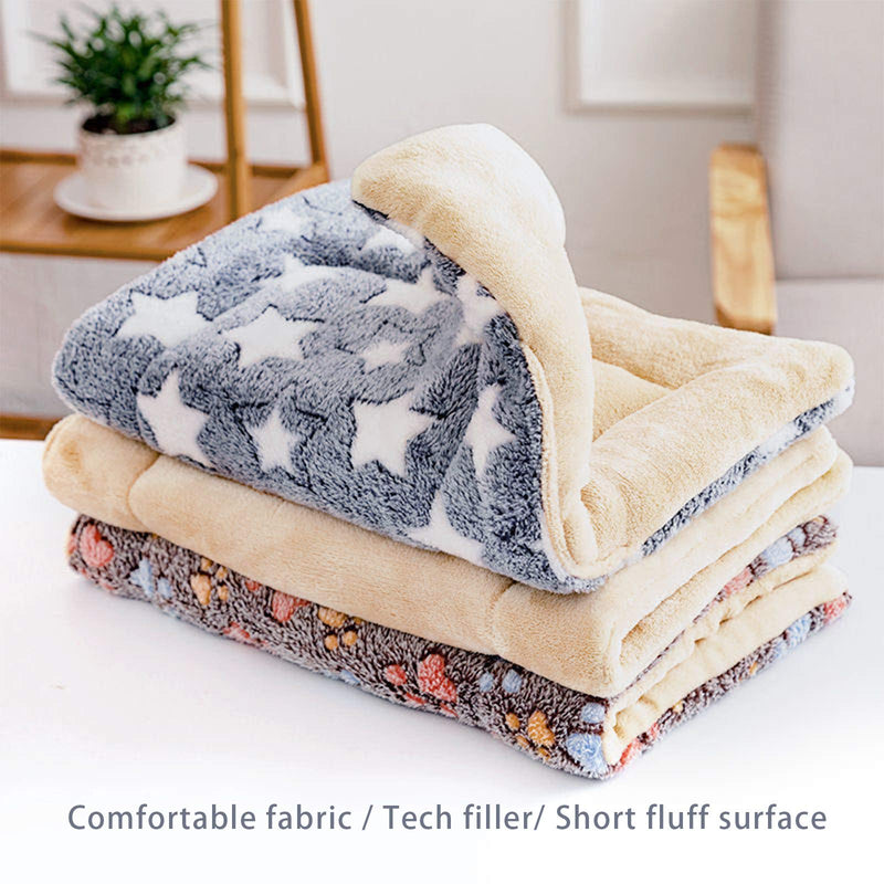 2 Pcs Pet Bed Mats. Ultra Soft Pet (Dog/Cat) Bed with Cute Prints. Reversible Faux Lambswool Kennel Pad for Medium Small Dogs and Cats. Machine Washable Pet Bed. Gray+Stars 18.5"L x 13.0"W x 1.2"Th - PawsPlanet Australia