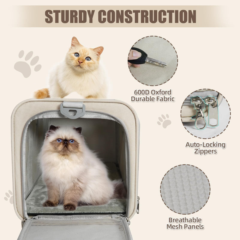 Cat Carrier American, United, Delta Airline Approved/Soft-Sided Pet Travel Bag for Medium Cat 15+ lbs Small Dog Traveling Crate Under 15 Pounds TSA Approved Carrying Cage Underseat Cabin White - PawsPlanet Australia