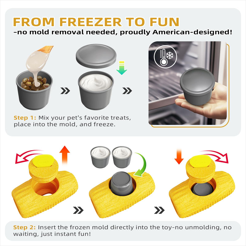 Interactive Dog Toys for Aggressive Chewers, Indestructible Dog Toy to Keep Them Busy, Corn-Shaped Durable Dog Chew Toys for Large & Medium Breeds, Frozen Treat Holder for Anxiety Relief & Dental Care