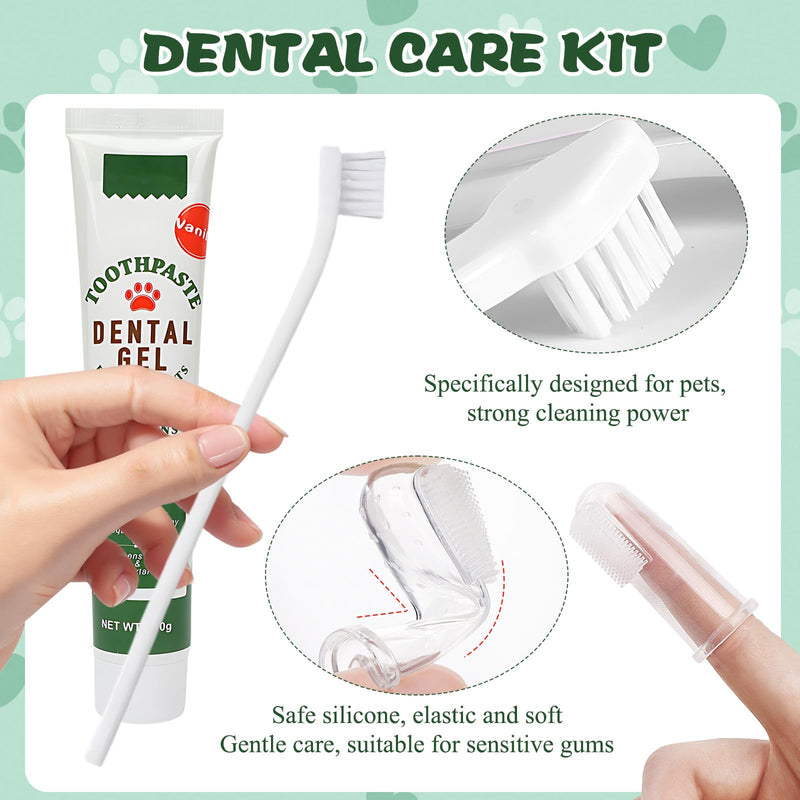 Cat toothpaste, dog toothpaste, pet dental care set with vanilla flavor, for cleaning cats and dogs' teeth