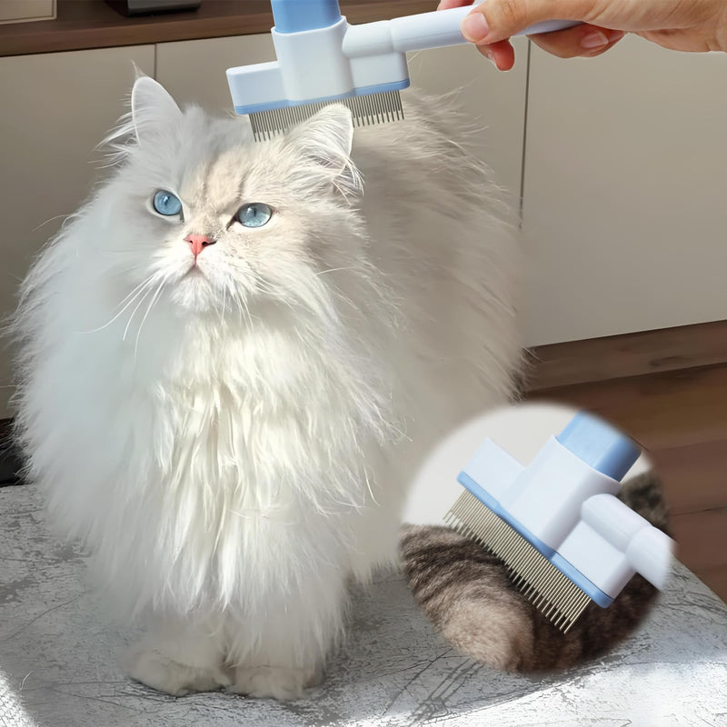 Cat Comb Flea Comb Pet Self Cleaning Upgraded Cat Brush for Long&Short Haired Cats & Dogs（Blue) Blue - PawsPlanet Australia