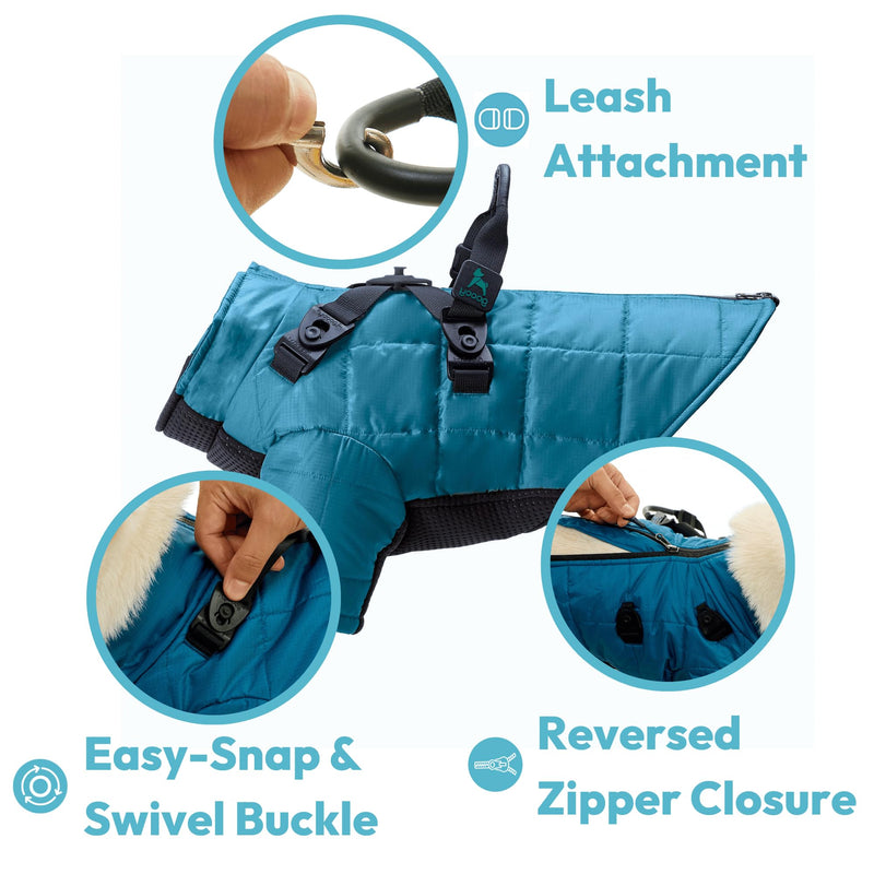 Gooby Alpine Explorer - Raspberry Rose, Small - Waterproof Jacket with Cross Lock Converter for Small Dog and Medium Dog Small (16") - PawsPlanet Australia