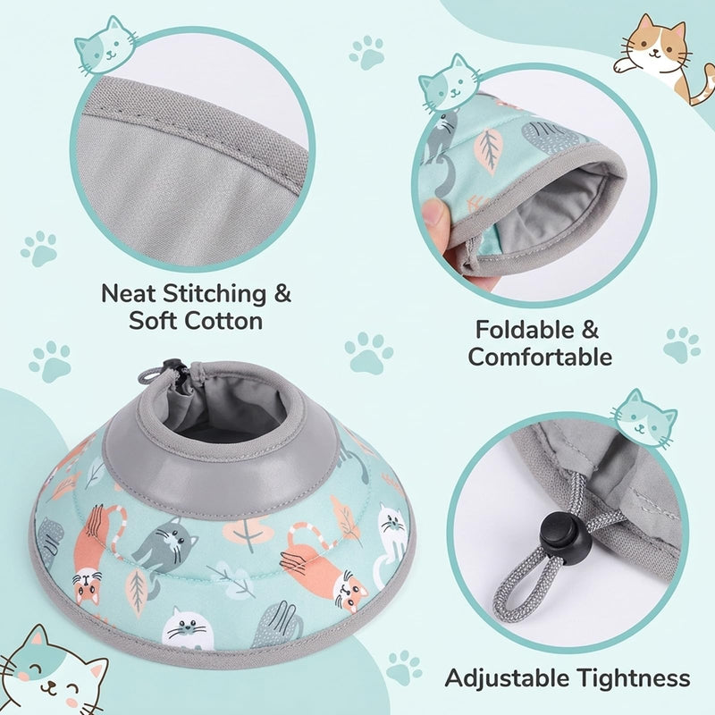 Cat Collar Soft, Adjustable Collar Cat Collar, Soft Protective Device for Pets, Collar Soft Collar for Cats, Puppies and Small Dogs (Green, M)