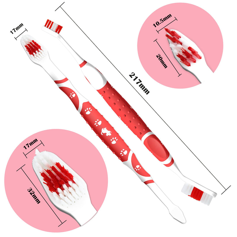 Dog Toothbrush pet Toothbrush Finger Toothbrush Small to Large Dogs,Cats with Soft Bristles Non Slip Dual Head Dog Toothbrush - PawsPlanet Australia
