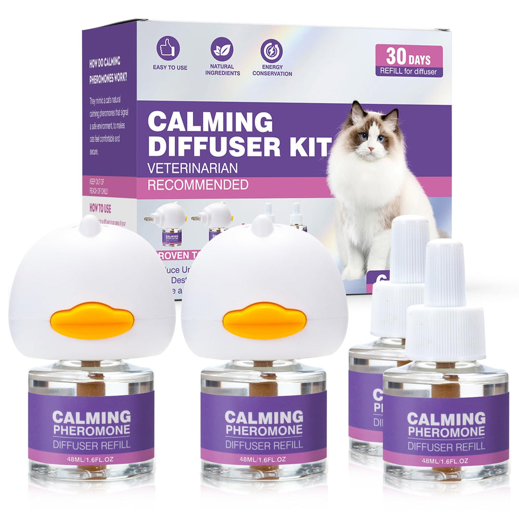 Tcllka Cat Calming Pheromone Diffuser Effectively Relieve Anxiety Stress Cat Calming Diffuser Comfort for Cats Refill Reduce Fighting Spraying and Scratching Calm Relaxing 48ml/Bottle Fits All Cats 2 diffusers, 4 refills