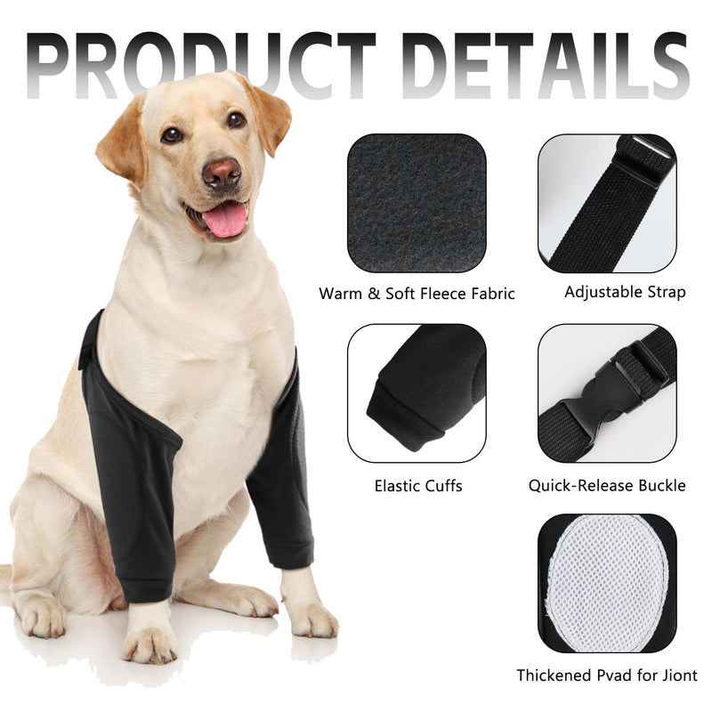 Dog Elbow Protector for Front Leg Calluses, Dog Joint Recovery Sleeve for Prevent Licking, Adjustable Dog Elbow Pads Dog Leg Wound Care, Dog Knee Brace Protector Pads for Canine Sprain Arthritis, 3XL 3X-Large(Sleeve Length:15.3") Black - PawsPlanet Australia