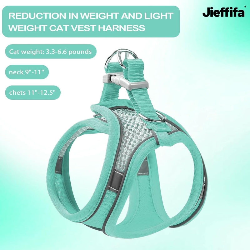 Cat Harness and Leash Set - Adjustable Soft Vest, Reflective Step-in Design for Safe Walking (Green) Green