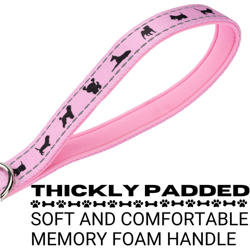 EcoBark Dog Leash - Soft & Reflective Comfort Training Leashes with Padded Handle - Safe, Strong, & for Small, Medium or Large Dogs (Baby Pink) 5 ft x 3/4 in - Narrow Width Baby Pink - PawsPlanet Australia