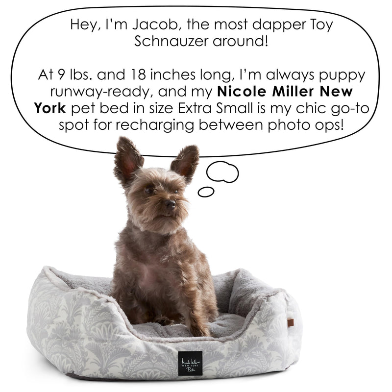 Nicole Miller New York PET Mod Damask Plushy Bolster Pet Bed, Cozy & Calming, Non-Slip Bottom, Machine Washable Cover, Taupe, Extra Small 19"x15"x6" 18.5"L x 14.6"W x 6.3"Th - PawsPlanet Australia