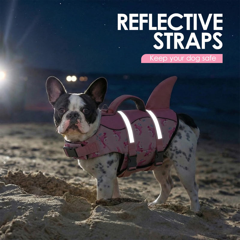 AOFITEE Dog Life Jacket, Dog Life Vest for Swimming, High Flotation Large Dogs Swim Vest with Rescue Handle and Reflective Stripe, Dogs Lifesaver Swimsuit for Boating Summer Pool Beach, Pink Whale XL X-Large - PawsPlanet Australia