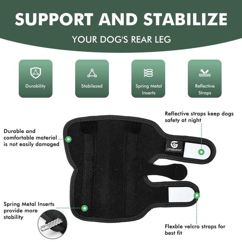 Dog Rear Leg Hock Ankle Brace for Torn ACL & CCL, Dog Leg Braces for Back Leg with Metal Spring Inserts, Dog Wrap Brace for Bottom Joint with Reflective Straps XS