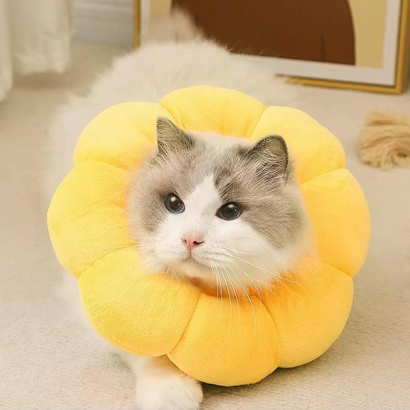 2PCS Cat Recovery Collar - Soft Cone Collar, Cute Sunflower Design, Breathable Cotton Pet Neck Protector, Adjustable & Washable, Pet Medical for Rehabilitation Wound Healing