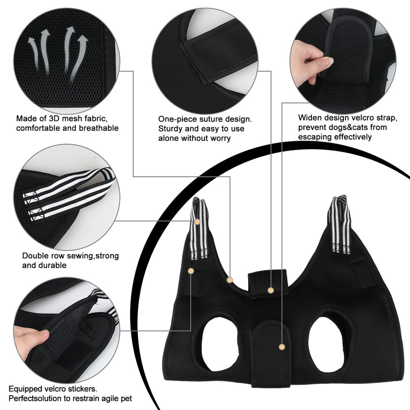 Upgraded Pet Grooming Hammock, Dog Grooming Harness Kit with Adjustable Velcro, Grooming Kit for Dog Cat Bathing, Grooming, Nail Trimming, Claw Care (Black, M) Black - PawsPlanet Australia
