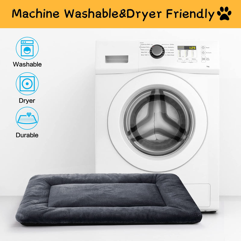 Dog Beds Crate Pad for Medium Dogs Fit Dog Crates,Washable & Anti-Slip Kennel Pad for Dogs Cozy Sleeping Mat,Dark Gray 30inch 30.0"L x 19.0"W x 1.0"Th dark gray - PawsPlanet Australia