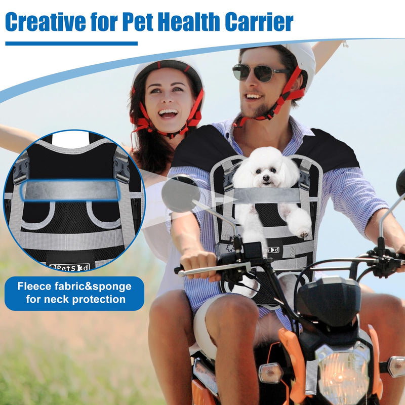 Petskd Dog Front Carrier Backpack for Small Pet with Adjustable Cross Shoulder Straps, Hands Free Puppy Legs Out Chest Carriers for Hiking, Cycling, Vet (Black, M) - PawsPlanet Australia