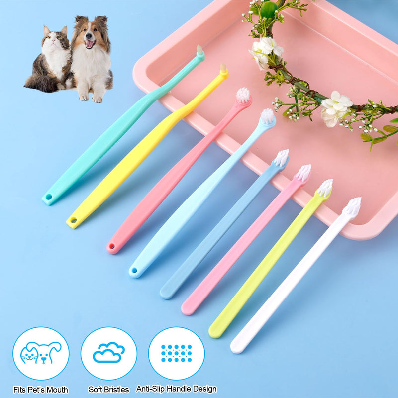 8-Piece Dog Toothbrush Set, 3 Designs, Cat and Dog Toothbrush, Micro Brush Head, Puppy Toothbrush, Soft Bristles, Dental Care Set for Dogs to Remove Plaque (Colour 1)