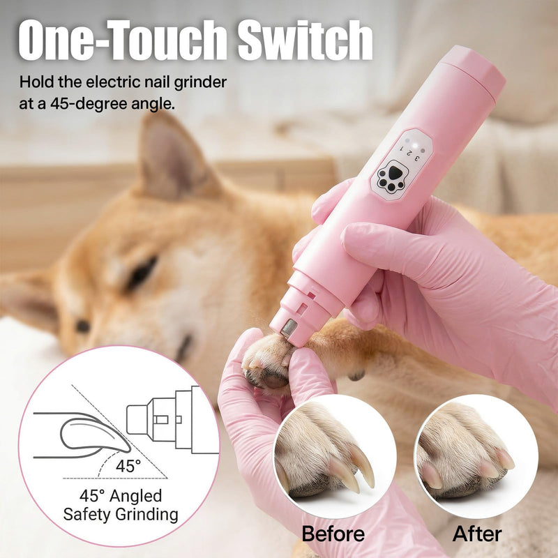 Dog Nail Grinder 3 Speeds Electric Dog Nail Trimmer Super Quiet Rechargeable Pet Nail Grinders Painless Paws Grooming Smoothing Tool for Large Medium Small Dogs Cats - PawsPlanet Australia