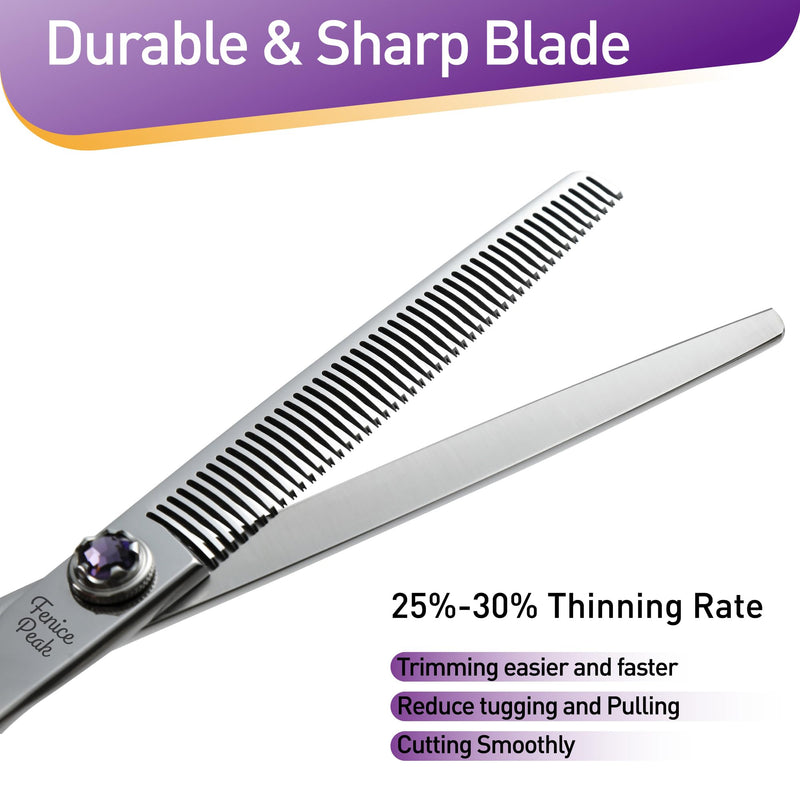 Fenice Peak 7 inch Thinning Dog Grooming Scissors Professional Dog Shears Made of Japanese 440C Stainless Steel with Jewelled Screw Trimming Cutting Scissors Durable and Sharp - PawsPlanet Australia