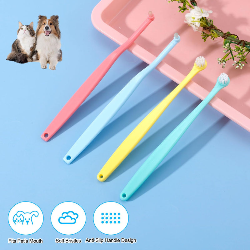 4pcs Dog & Cat Toothbrush, Round & Pointed Soft Bristle Pets Toothbrush Micro Head Kitten Teeth Cleaning Brush Dental Care for Puppy Kitty Reduce Plaque Tartar Formation & Bad Breath (Color 2) Color 2 - PawsPlanet Australia