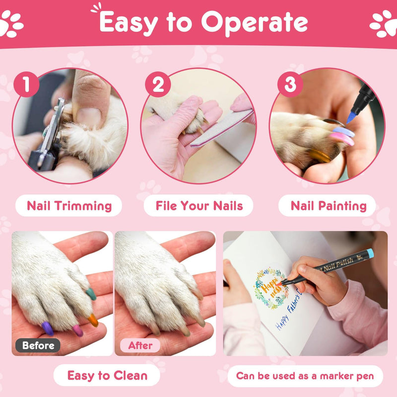 MSDADA 15 Colors Dog Nail Polish Pens, Quick Dry Pet Nail Polish Set for Dogs to DIY Stylish Dog Nail Art, Non-Toxic Dog Safe Nail Polish Dog Accessories for Large & Small Dogs - PawsPlanet Australia