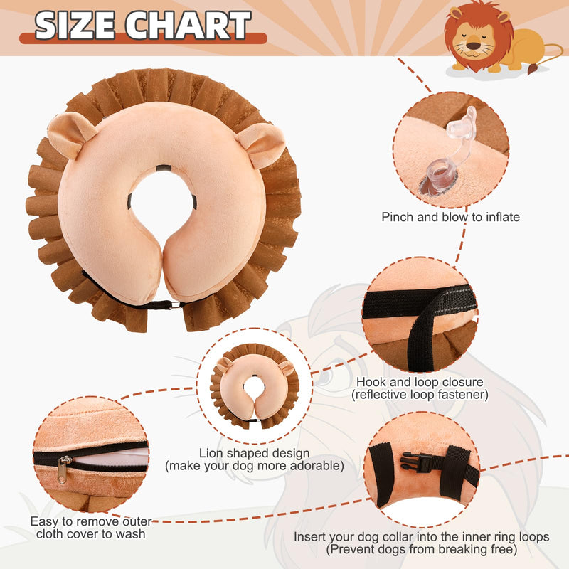 KOOLTAIL Dog Cone Collar Alternative, Soft Inflatable Dog Cone for Small Medium Large Dogs, Adjustable Donut Neck Cone for Dogs Cats After Surgery, Recovery E Collar with Enhanced Anti-Licking, Lion L - PawsPlanet Australia
