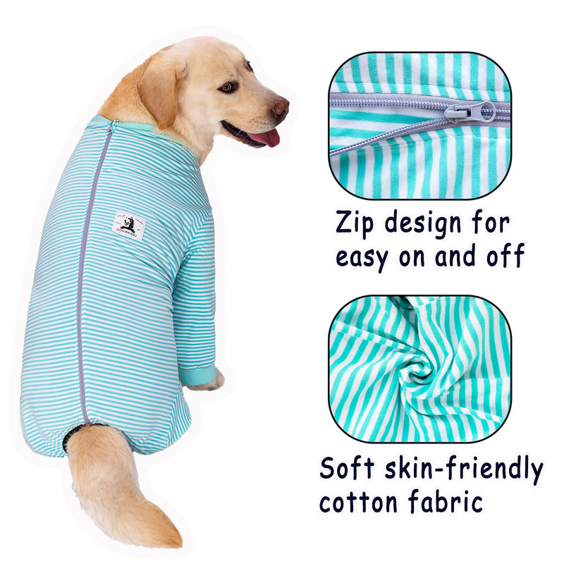 Dog Bodysuit Post Surgery Dog Onesie with Zipper Full Body Dog Pajamas Large Medium Dog Shedding Suit Surgical Suit for Dogs Female/Male Dog Surgery Suit Recovery Suit after Surgery Spay Suit 2XL Turquoise - PawsPlanet Australia