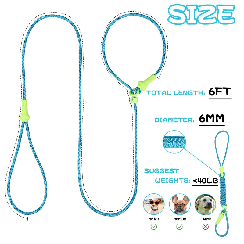 Small Medium Large Dog Training Slip Lead Leash 6Ft No Pull Puppy Leash 8 Colors Classic Dog Rope (Blue) one size blue - PawsPlanet Australia