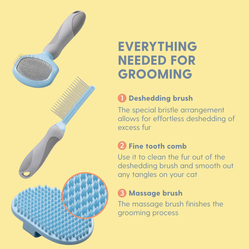 The Cat Ladies Cat Grooming Kit - 5 Piece Brushes Kit - with Comb and Matted Fur Undercoat Deshedding Cat Hair Brush for Long Haired Cats or Short Haired Kittens or Bunny Rabbits - PawsPlanet Australia
