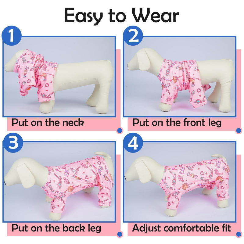 Medium Dog Onesie for Small Breeds – Cute Cozy 4-Leg Pajamas | Jumpsuit with Belly Wrap,Protects Skin & Reduces Shedding,Soft Comfort Clothes for Daily Wear,Pink 01# Pink Candy Medium(13-17lbs) - PawsPlanet Australia