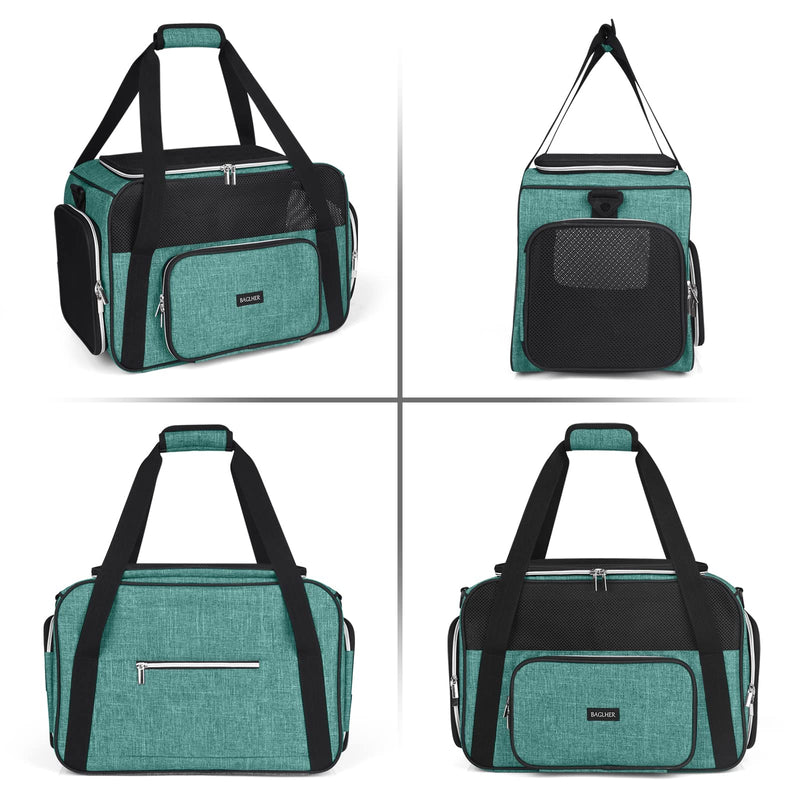 BAGLHER Pet Travel Carrier, Cat Carriers Dog Carrier for Small Medium Cats Dogs Puppies, Airline Approved Small Dog Carrier Soft Sided, Collapsible Puppy Carrier. Green - PawsPlanet Australia