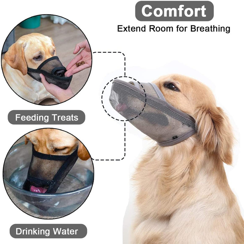 Crazy Felix Nylon Dog Muzzle for Small Medium Large Dogs, Air Mesh Breathable and Drinkable Pet Muzzle for Anti-Biting Anti-Barking Licking(Black,M) Black - PawsPlanet Australia