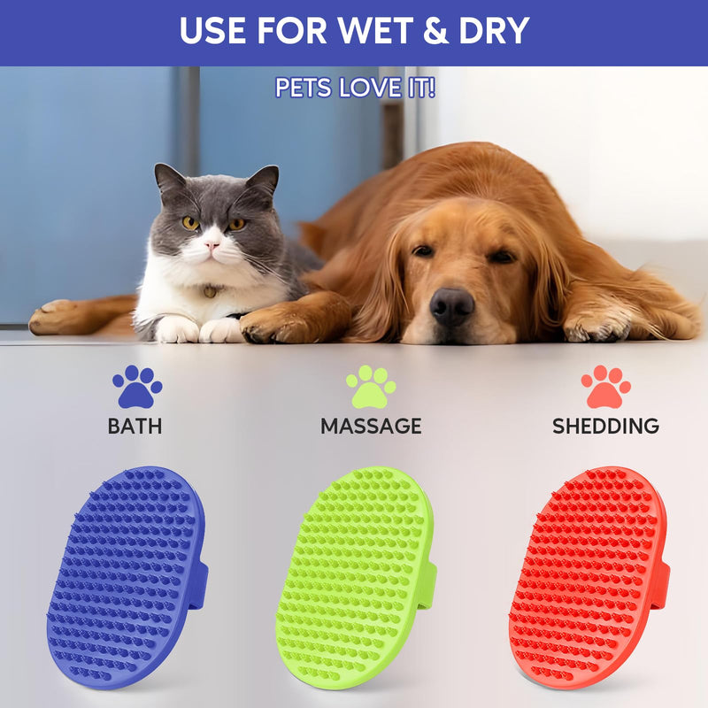 Dog bath brush, ROPO rubber massage pet shampoo brush, used for pet grooming, removing shedding fur, combing tangles and dead fur, suitable for pet dogs and cats (blue) blue - PawsPlanet Australia
