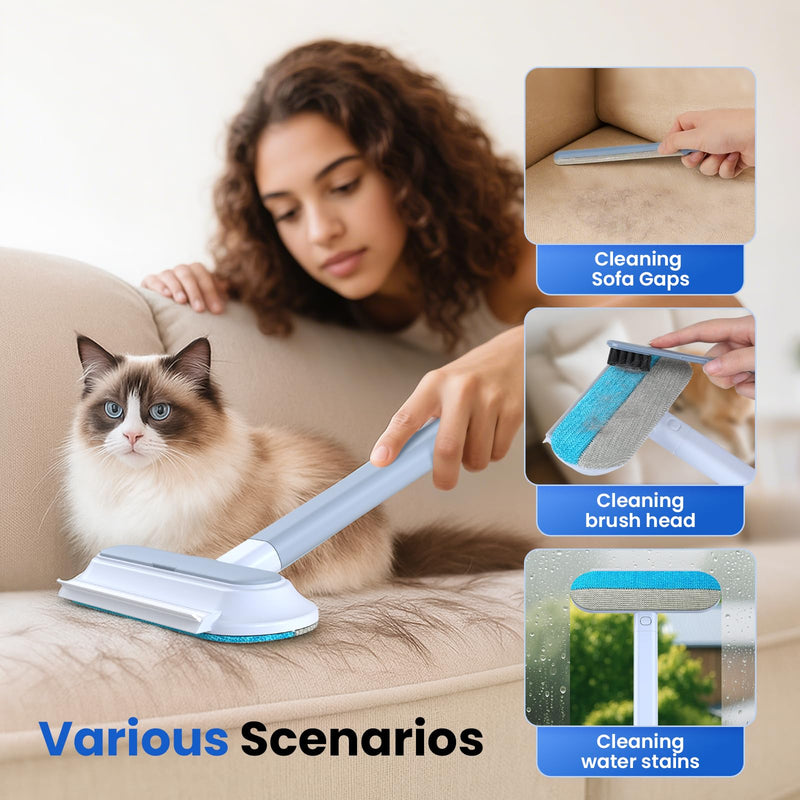 2 Pack Pet Hair Removal Tool, 2025 New 4 in 1 Dog Cat Hair Remover for Furniture, Reusable Pet Hairs Remover Brush with Extendable Handle, Multifunctional Fur Cleaner for Couch Carpets Bedding Clothes - PawsPlanet Australia