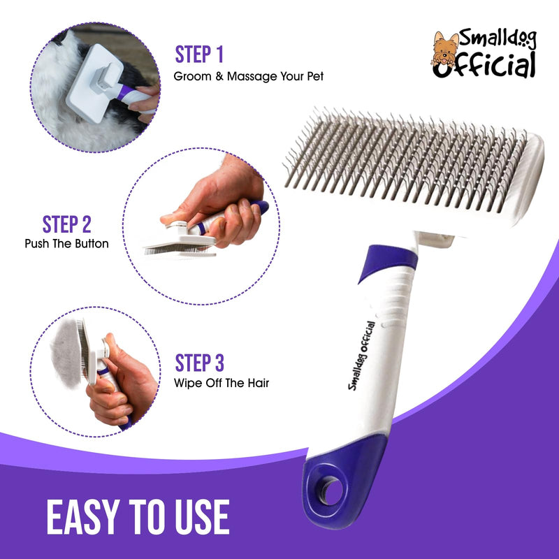 Self-Cleaning Gentle Slicker Brush, Sensitive Skin Gentle Dog Brush, for Big Dog and Large Breed, to Remove Loose Hair, Mats, Dirt - Pain Free Grooming - PawsPlanet Australia