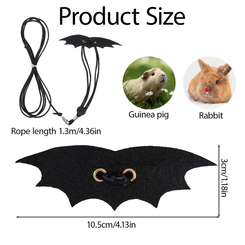 Guinea Pig Harness and Leash, Small Guinea Pig Clothes Cute Bat Hamster Leash and Harness Set for Guineas Pigs, Hamster, Ferret and Other Small Animals (Black, S) - PawsPlanet Australia