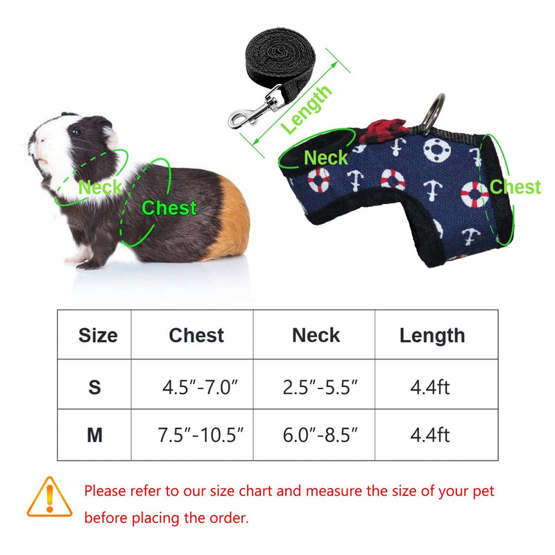 Rypet Ferret Harness and Leash - Soft Mesh Small Pet Harness with Safe Bell, No Pull Comfort Padded Vest for Guinea Pig, Hamster, Rats and Similar Small Animals Medium Navy Blue