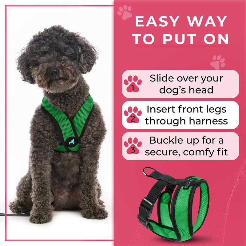Gooby Comfort X Head In Harness - Hunter Green, X-Large - No Pull Small Dog Harness Patented Choke-Free X Frame - On the Go Dog Harness for Medium Dogs No Pull or Small Dogs for Indoor and Outdoor Use X-Large Chest (20.5-28")