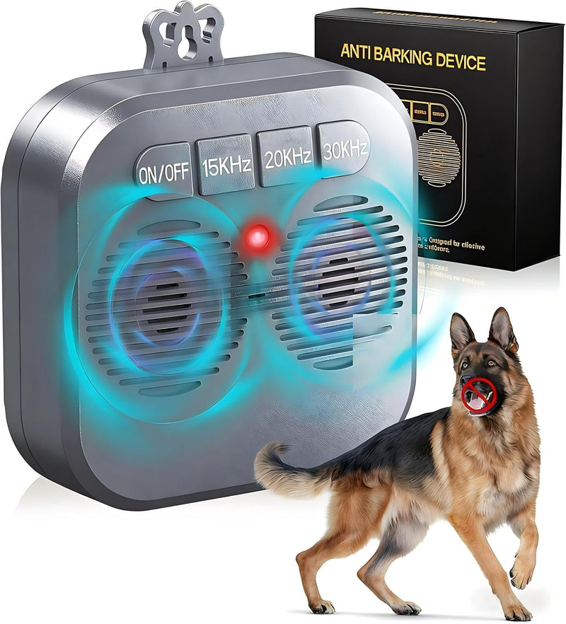 ALKD Anti Barking Device for Dogs, 33FT Dog Barking Silencer with 3 Modes, Rechargeable Ultrasonic Dog Barking Deterrent Devices Bark Box, Safe Stop Barking Dog Devices Indoor Outdoor Use (Gray) Gray