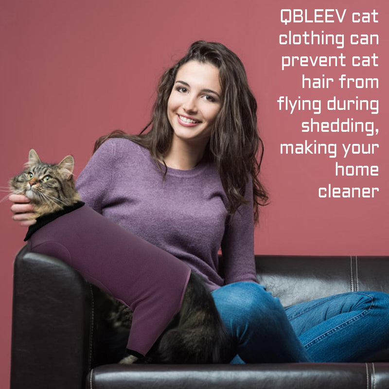 QBLEEV Cat Pajamas for Cats Only, Sticky Hair Cat Clothes, Cat Onesie for Cats After Surgery Female Male, Surgical Cat Recovery Suit Full Bodysuit, Long Sleeve Cat Shirts Outfits to Prevent Licking Small Fuchsia - PawsPlanet Australia